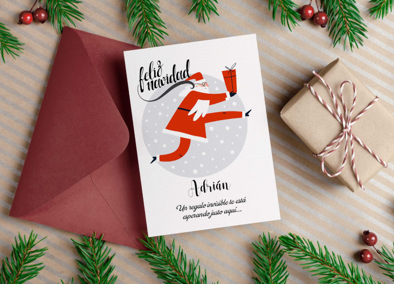 TARJETA-FELICITACION-NAVIDENA-CON-RASCA-REGALO-INVISIBLE-PERSONALIZADA